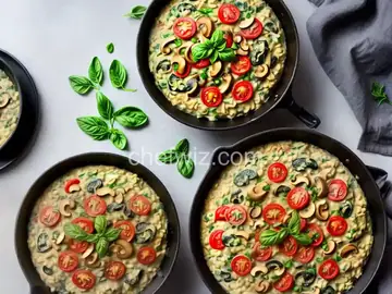 Keto Creamy Spinach, Mushroom, and Tomato Risotto