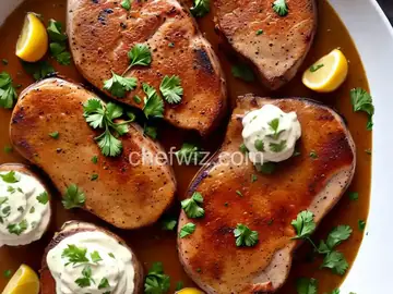 Keto Pork Chops with Garlicky Cream Sauce