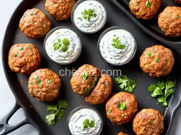Keto Turkey Meatballs with Sour Cream-Horseradish Dip