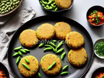 Kimchi Rice Patties with Spicy Edamame