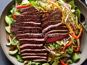 Korean Barbecued Flank Steak on Hot and Sour Slaw Salad