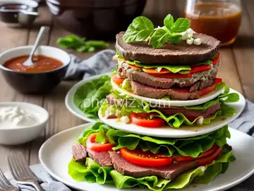 Layered Beef Salad with Warm Dressing