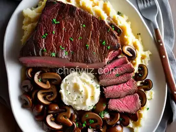 Leftover Prime Rib with Mushrooms and Mashed Potatoes