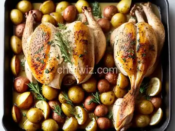 Lemon And Herb Roasted Chicken With Baby Potatoes