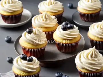 Lemon Cupcakes with Blueberry Compote Filling and Cream Cheese Frosting