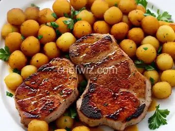 Lemon Garlic Pork Chops with Parmesan Tater Tots