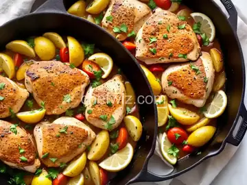 Lemon-Garlic Skillet Chicken and Potatoes