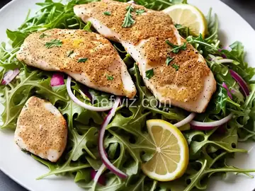 Lemon Parmesan Chicken with Arugula Salad Topping