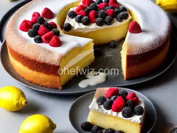 Lemon Pudding Cake with Fresh Mixed Berries