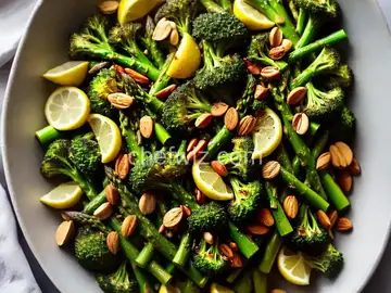 Lemon-Roasted Broccoli and Asparagus