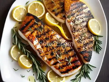 Lemon Rosemary Marinated Grilled Halibut