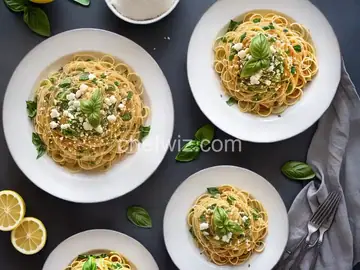 Lemon Spaghetti with Feta and Basil