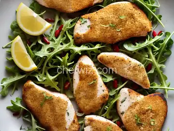 Lemon and Pepper Marinated Chicken Cutlets with Arugula