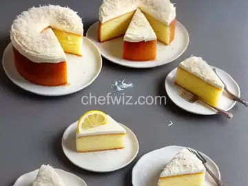 Lemon cake with white chocolate and coconut ganache