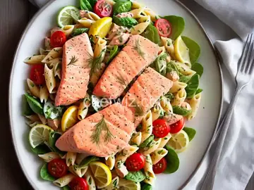 Lemony Dill Salmon Pasta Salad