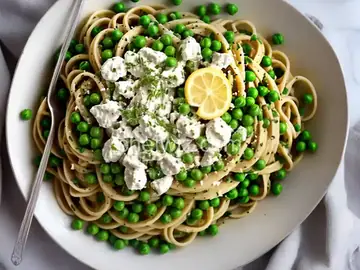 Lemony Green Pasta with Peas & Ricotta