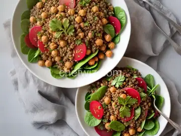 Lemony Lentil and Chickpea Salad with Radish and Herbs