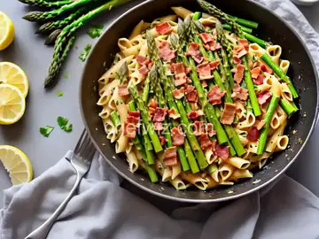 Lemony Pasta With Asparagus and Bacon Recipe