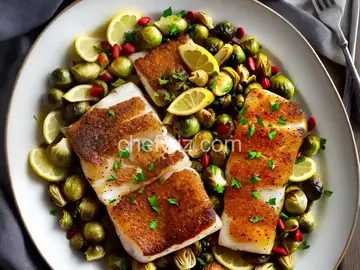 Lemony Roasted Cod with Brussels Sprouts