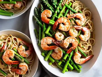 Lemony Shrimp and Asparagus Spaghetti