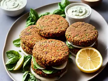 Lentil Burgers with Lemon-Basil Mayonnaise