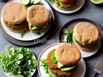 Lentil-Chickpea Veggie Burgers with Avocado Green Harissa