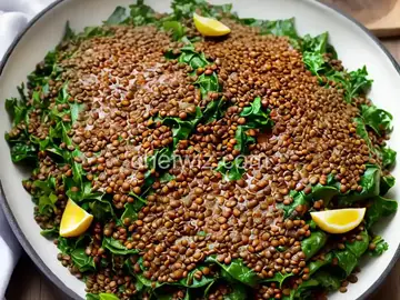 Lentil-Smothered Greens on Fried Bread