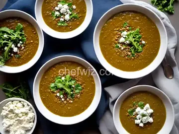 Lentil Soup with Goat Cheese and Arugula