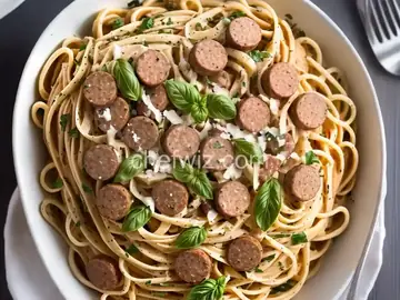 Linguine alla Panna with Sausage