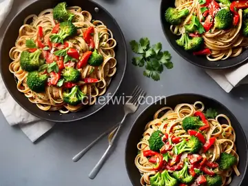Linguine with Broccoli and Red Peppers