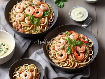 Linguine with Shrimp and Garlic Cream Sauce