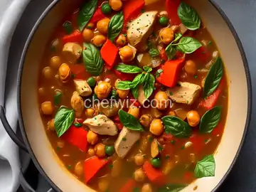 Maftool (Palestinian Wheat Pearls in a Vegetable, Chickpea, and Chicken Stew)
