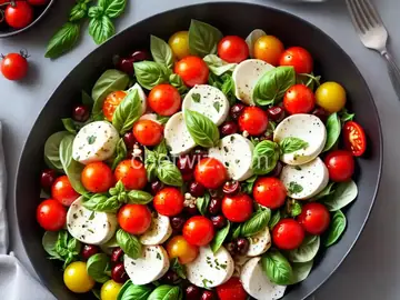 Marinated Mozzarella, Cherry Tomato, and Basil Salad
