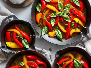 Marinated Peppers With Basil and Garlic
