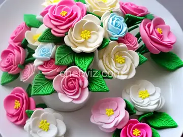 Marshmallow Fondant Flowers and Butterflies