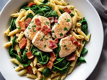 Mascarpone Pasta with Chicken, Bacon and Spinach