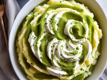 Mashed Potatoes with Pesto and Whipped Cream