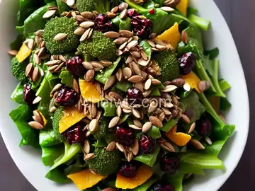 Massaged Broccoli Rabe Salad with Sunflower Seeds & Cranberries