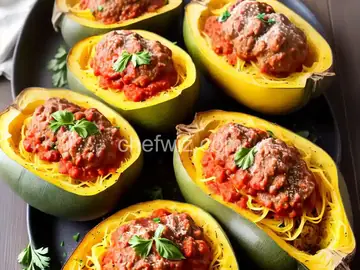 Meatball Stuffed Spaghetti Squash