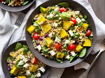 Mediterranean Couscous Salad with Raw Squash and Feta