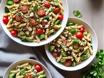 Mediterranean Pasta Salad with Hummus