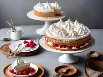 Meringue Cake with Whipped Cream and Raspberries