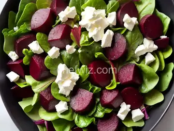 Microwave Beets with Greens and Goat Cheese