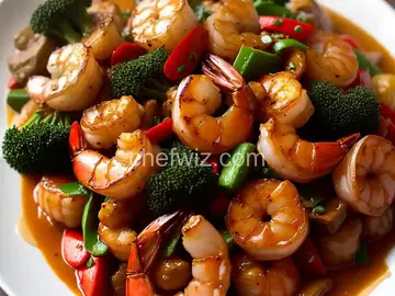 Mike's Spicy Garlic Shrimp & Scallop Asian Stir Fry Over.Rice