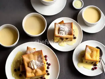 Milk Tea Bread Pudding With Crème Anglaise