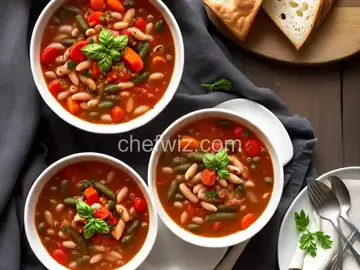 Minestrone Soup with Pasta, Beans and Vegetables