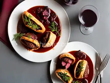 Mini Beef Wellingtons with Red Wine Sauce
