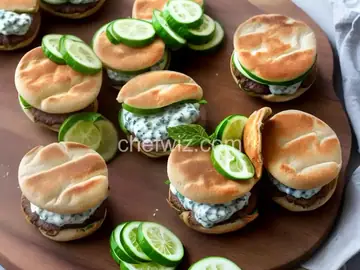 Mini Grilled Gyro Burgers With Tzatziki and Pickled Peperoncini Recipe