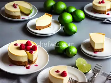 Mini Key Lime Cheesecake with Raspberry Sauce