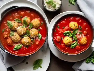 Mini Meatball and Pasta Marinara Soup